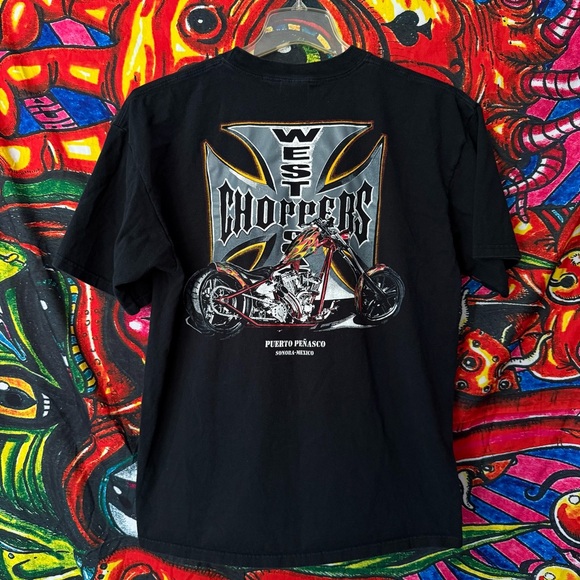 Vintage Y2K West Coast Choppers T-Shirt XL Black Rare Graphic Tee - Picture 1 of 6